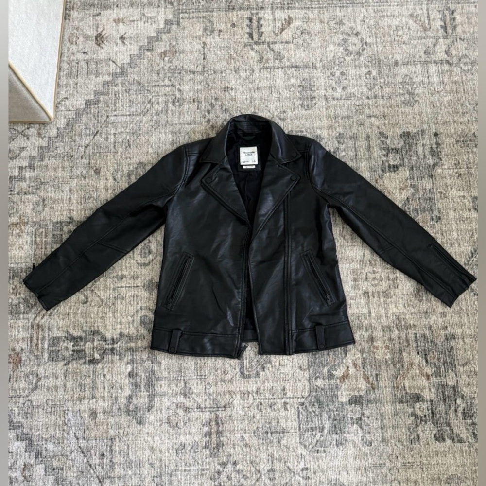 Abercrombie & Fitch Black Vegan Leather Jacket Small